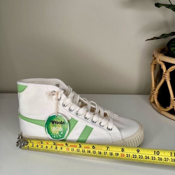 NWT Gola® Tennis Mark Cox High-Top Vegan Sneakers White Green Canvas Shoes Sz 7 - Picture 12 of 12